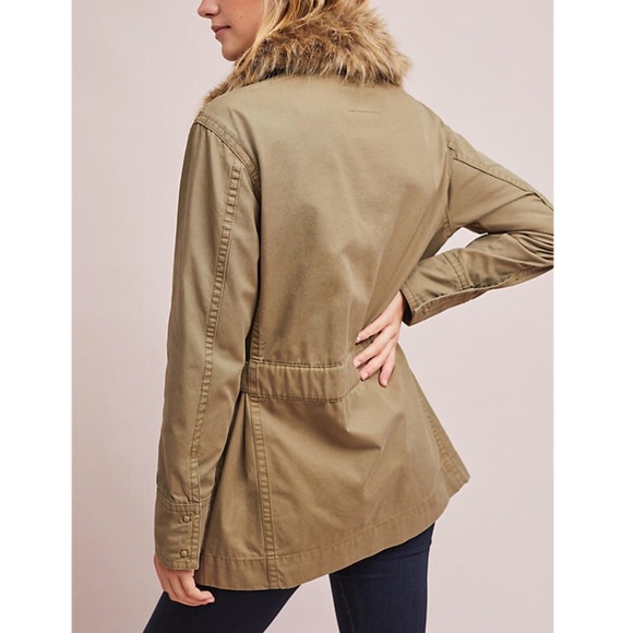 Anthropologie military jacket with fur trim - Picture 3 of 7